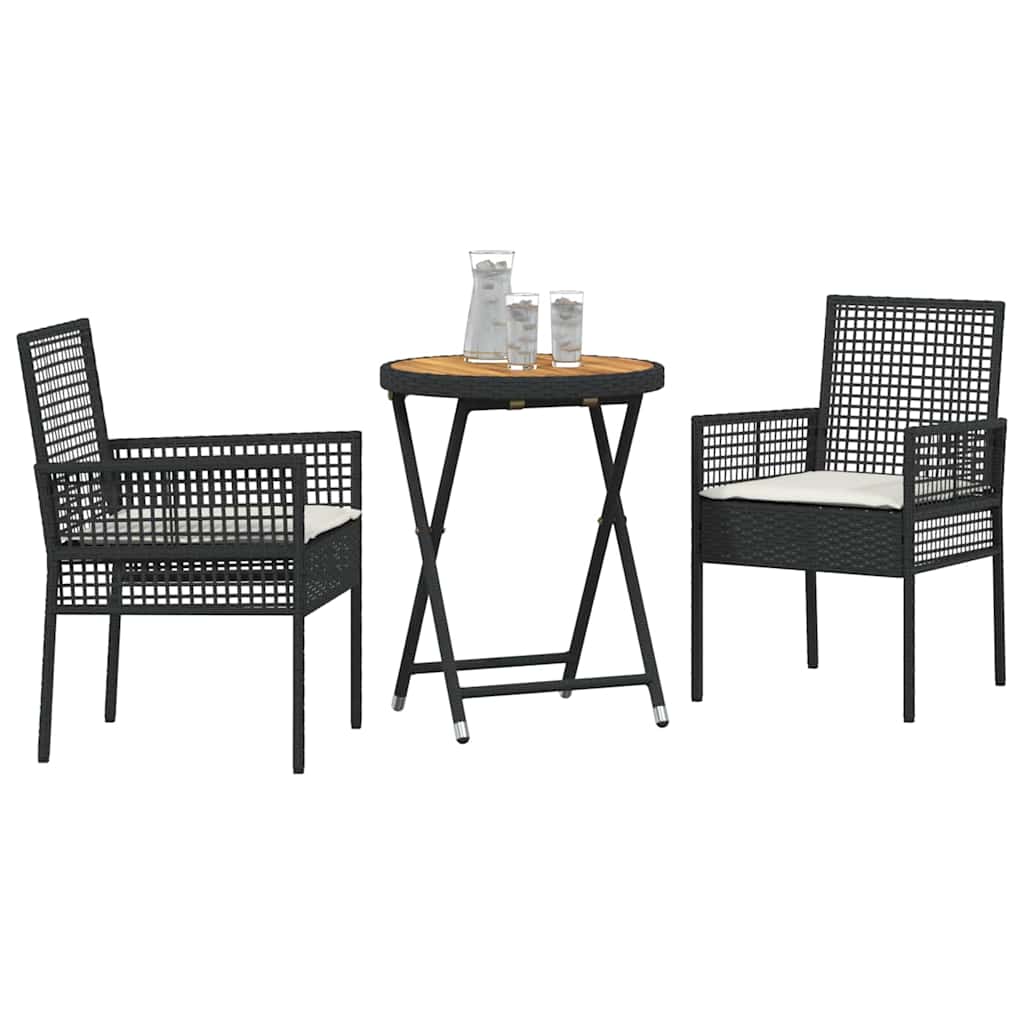 Ensemble bistro de jardin 3 pcs Noir polyrotin