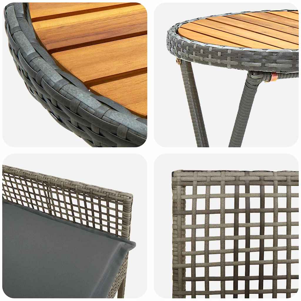 Ensemble bistro de jardin 3 pcs Gris polyrotin