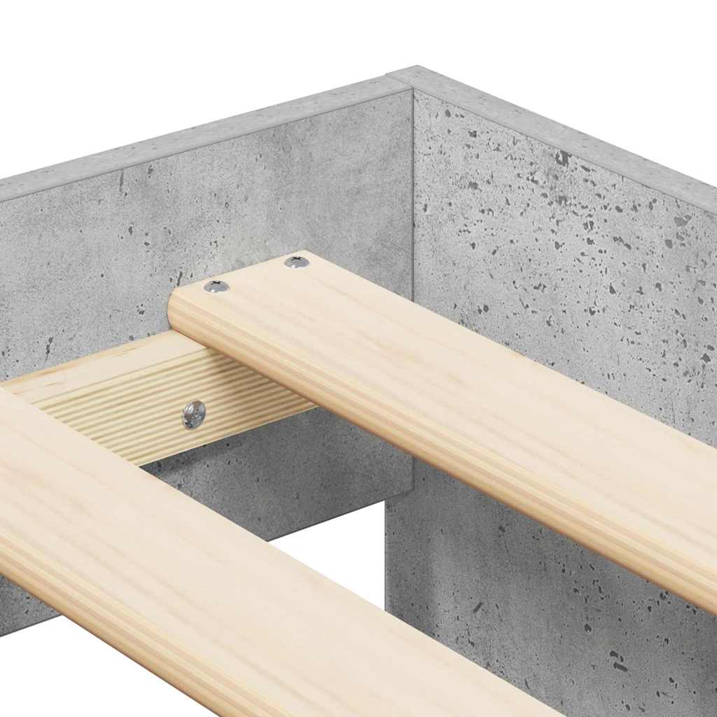 Cadre de lit Gris béton 100 x 200 cm Bois d'ingénierie - XIOS