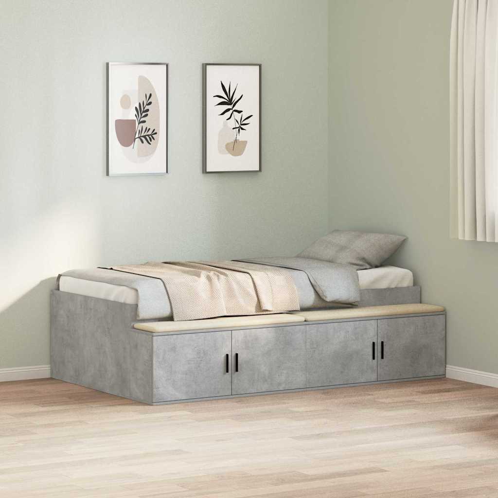 Cadre de lit Gris béton 100 x 200 cm Bois d'ingénierie - XIOS