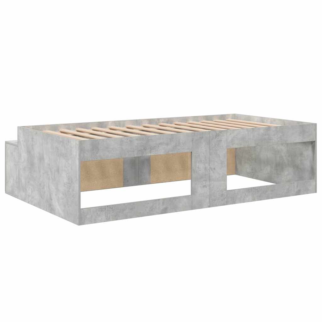 Cadre de lit Gris béton 100 x 200 cm Bois d'ingénierie - XIOS