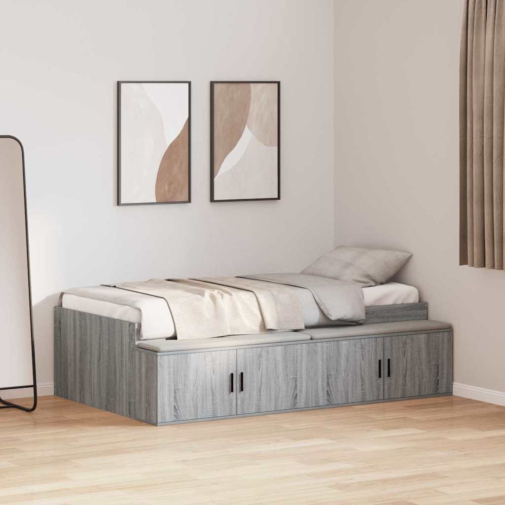 Cadre de lit Gris Sonoma 90 x 200 cm Bois d'ingénierie - XIOS