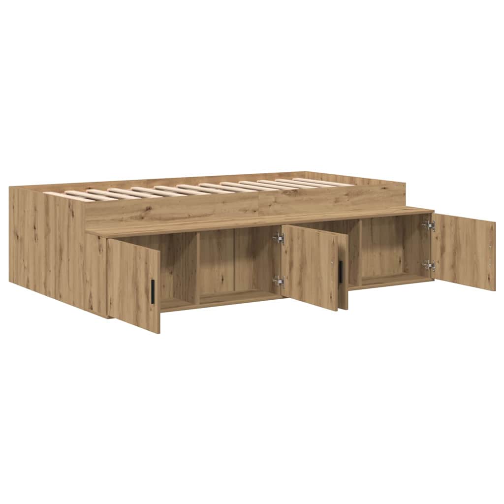 Cadre de lit avec rangement chêne artisanal 90 x 190 cm - XIOS