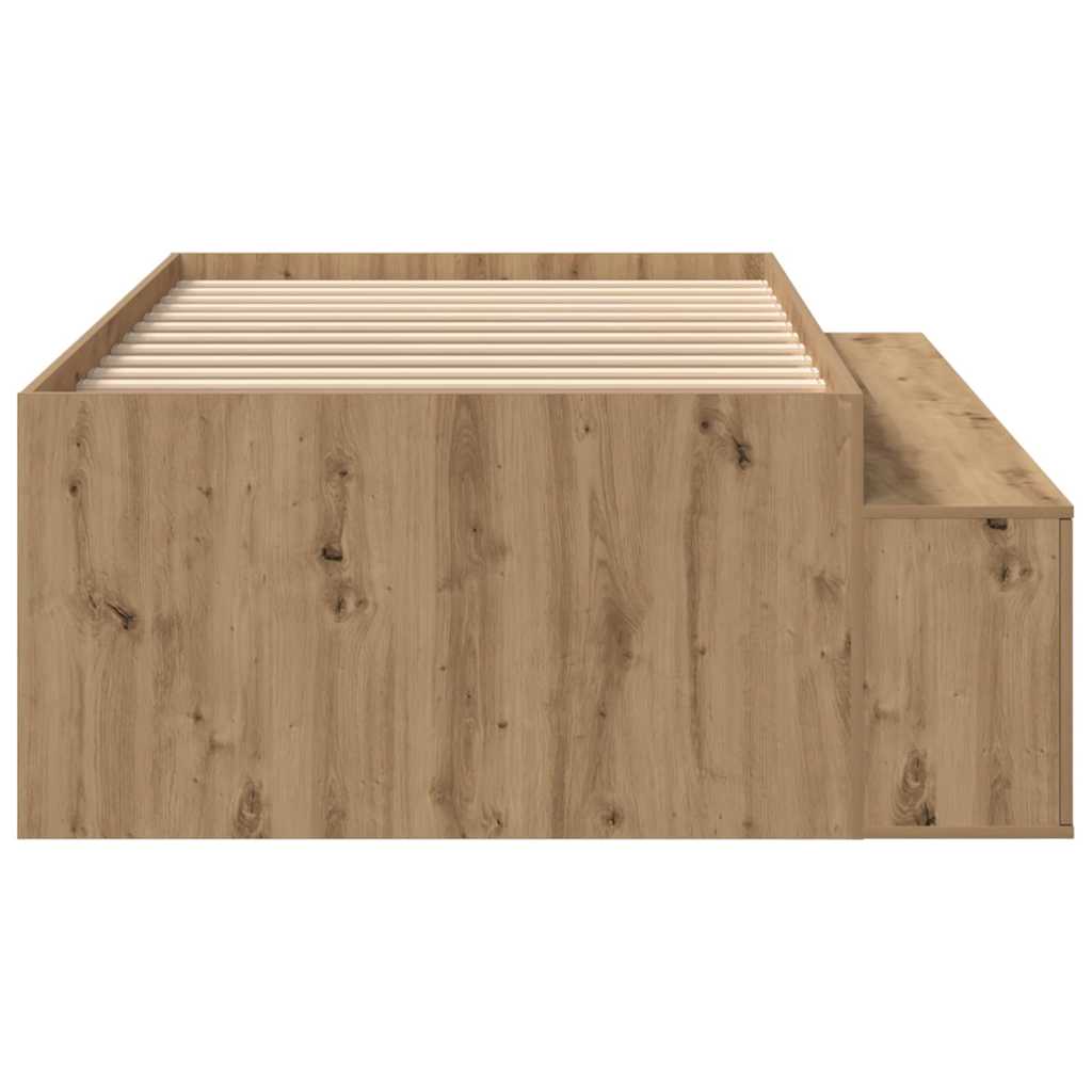 Cadre de lit avec rangement chêne artisanal 90 x 190 cm - XIOS