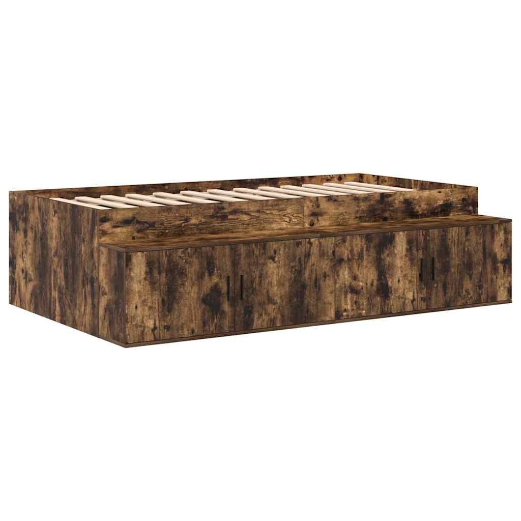 Cadre de lit avec rangement Chêne fumé 75 x 190 cm - XIOS
