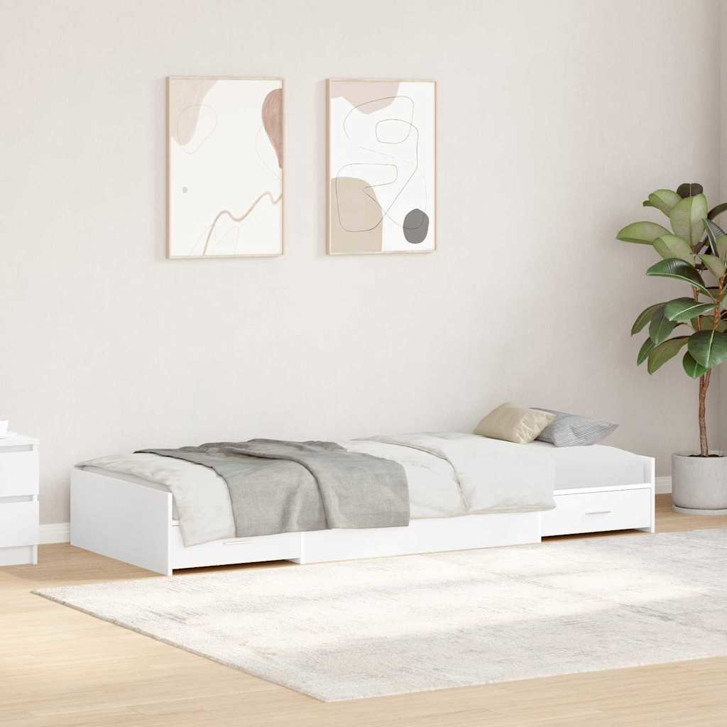 Cadre de lit avec tiroir Blanc 100 x 200 cm Bois d'ingénierie