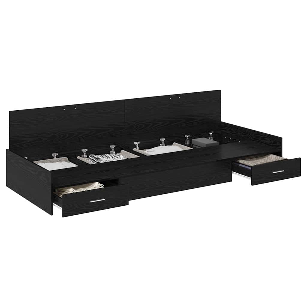 Cadre de lit avec rangement Chêne noir 100 x 200 cm Bois d'ingénierie - XIOS