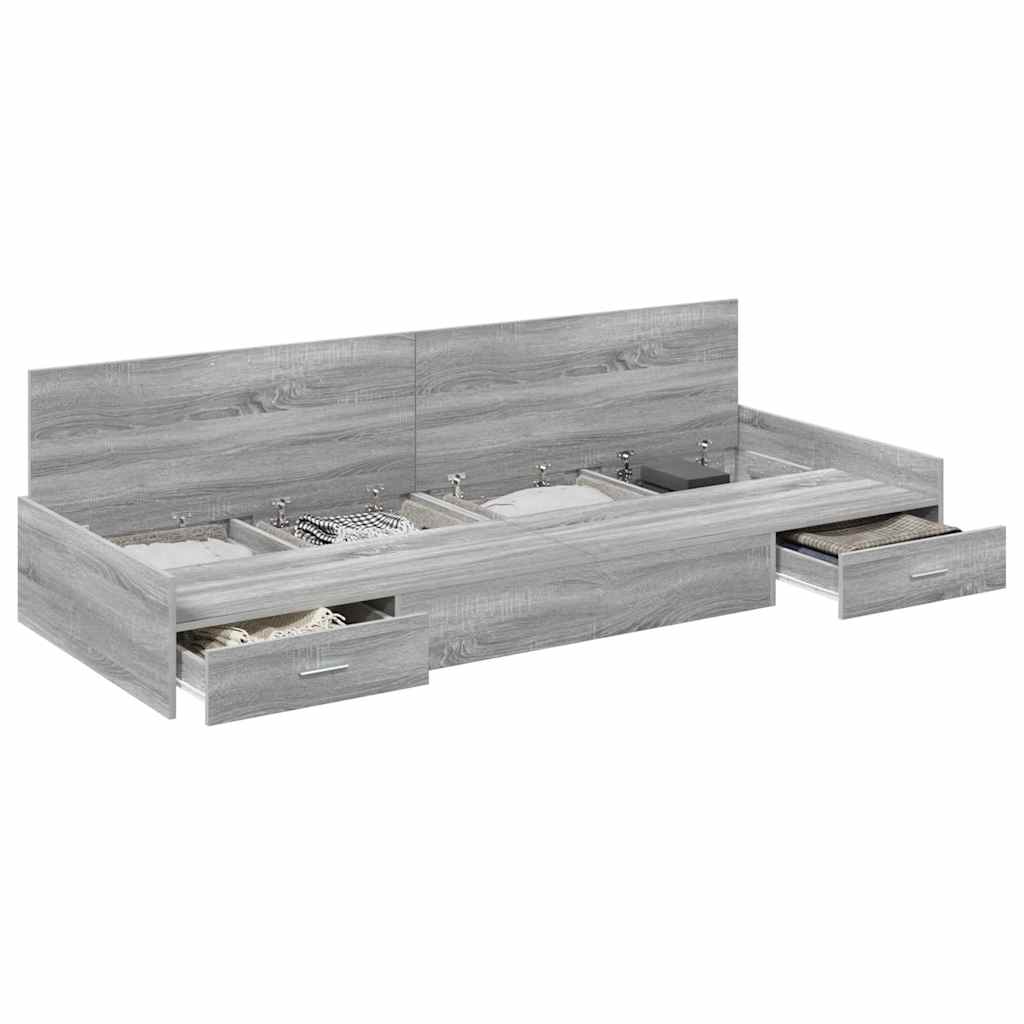 Cadre de lit avec rangement avec tête de lit Gris Sonoma 100 x 200 cm - XIOS