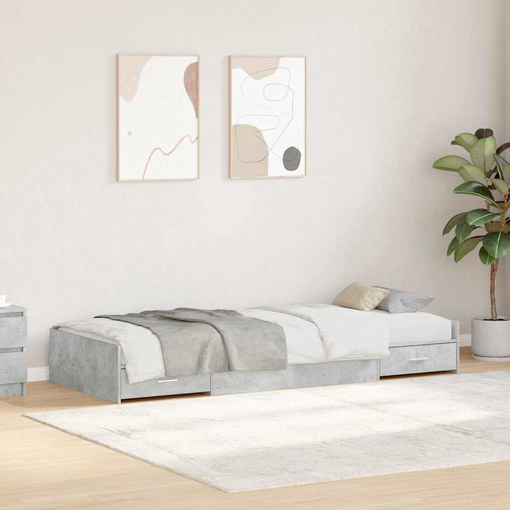 Cadre de lit Gris béton 90 x 190 cm Bois d'ingénierie