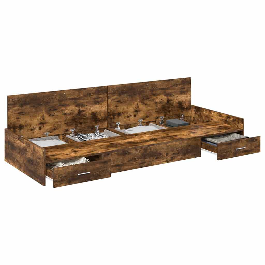 Cadre de lit avec rangement Bois Ancien 75 x 190 cm Bois d'ingénierie - XIOS