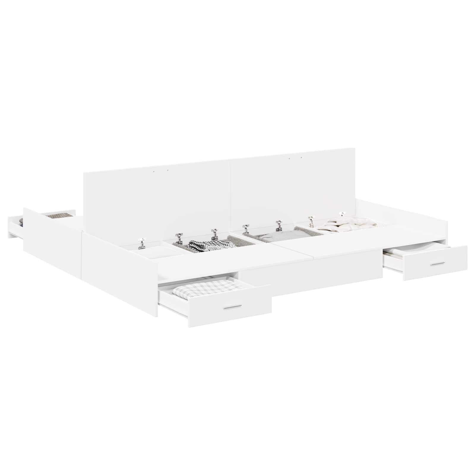 Cadre de lit avec rangement avec tête de lit Blanc 200 x 200 cm - XIOS