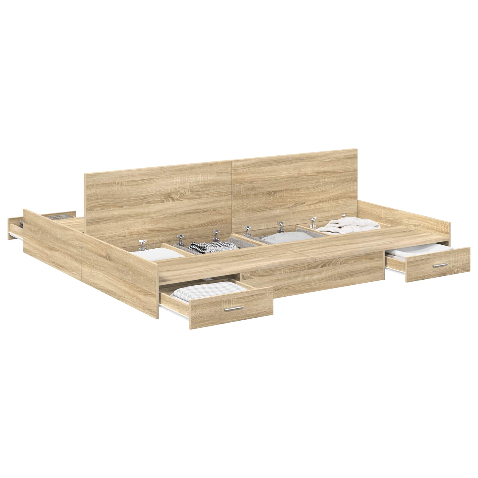 Cadre de lit avec rangement Chêne Sonoma 200 x 200 cm - XIOS