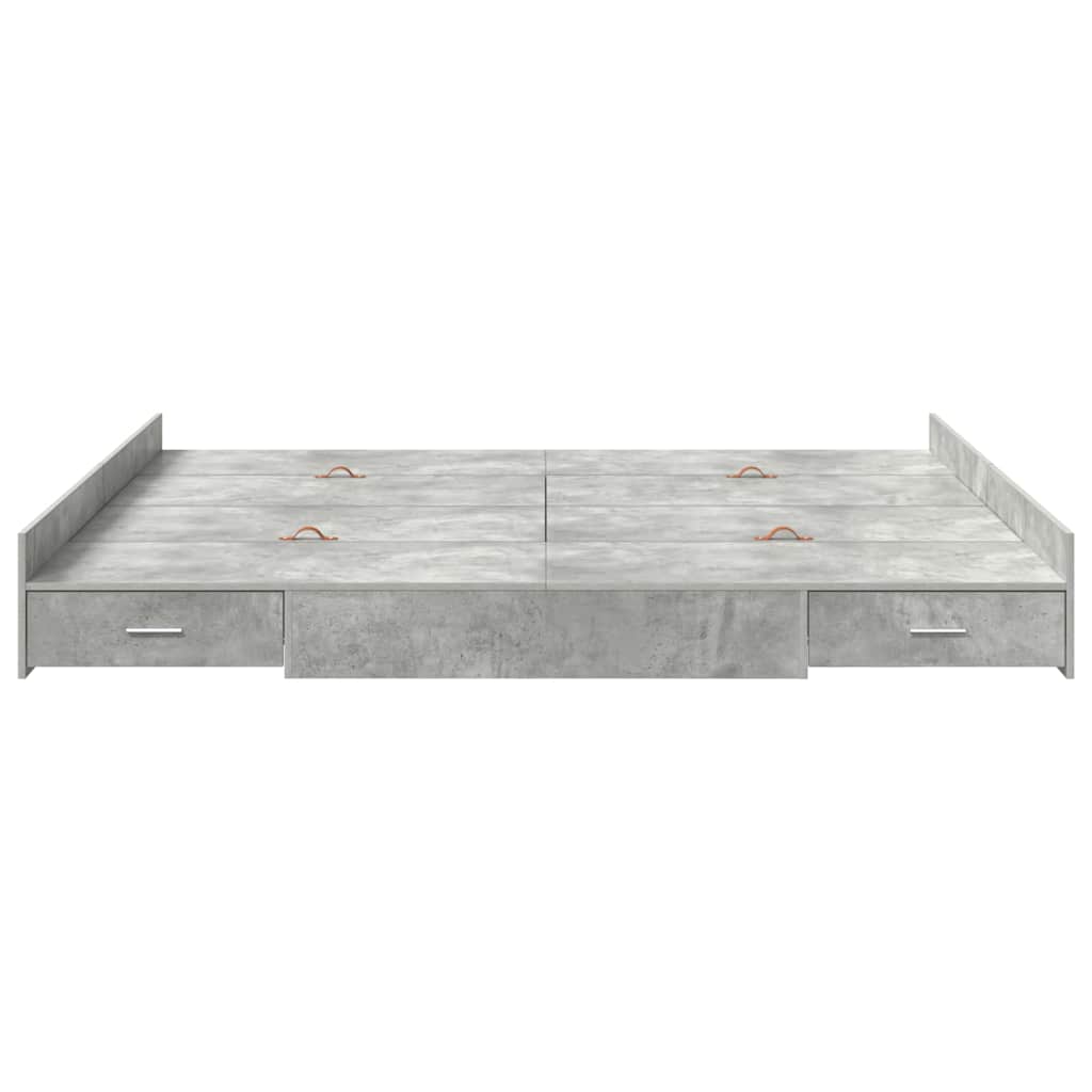 Cadre de lit avec rangement avec tiroir Gris béton 200 x 200 cm - XIOS