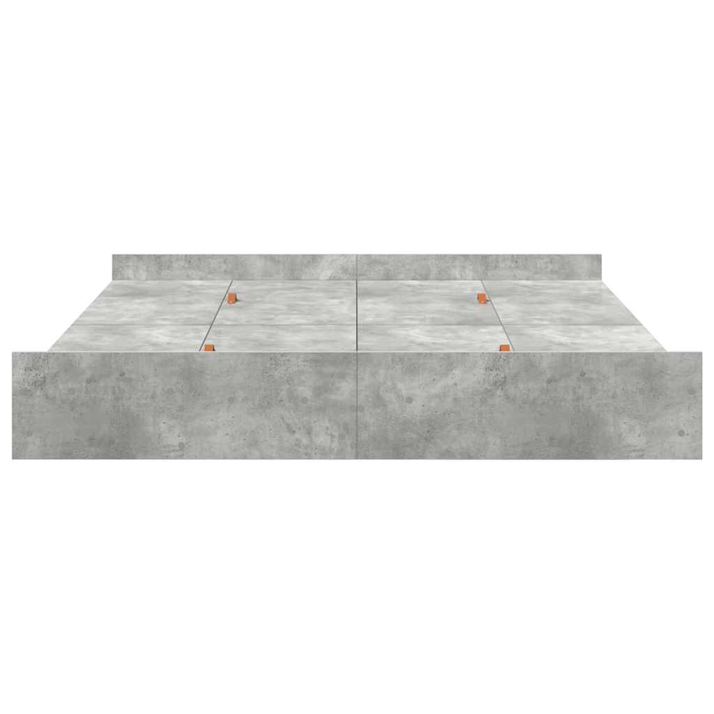 Cadre de lit avec rangement avec tiroir Gris béton 200 x 200 cm - XIOS