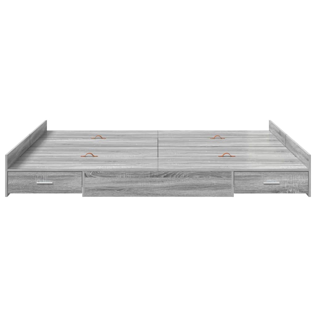 Cadre de lit avec rangement avec porte Gris Sonoma 200 x 200 cm - XIOS