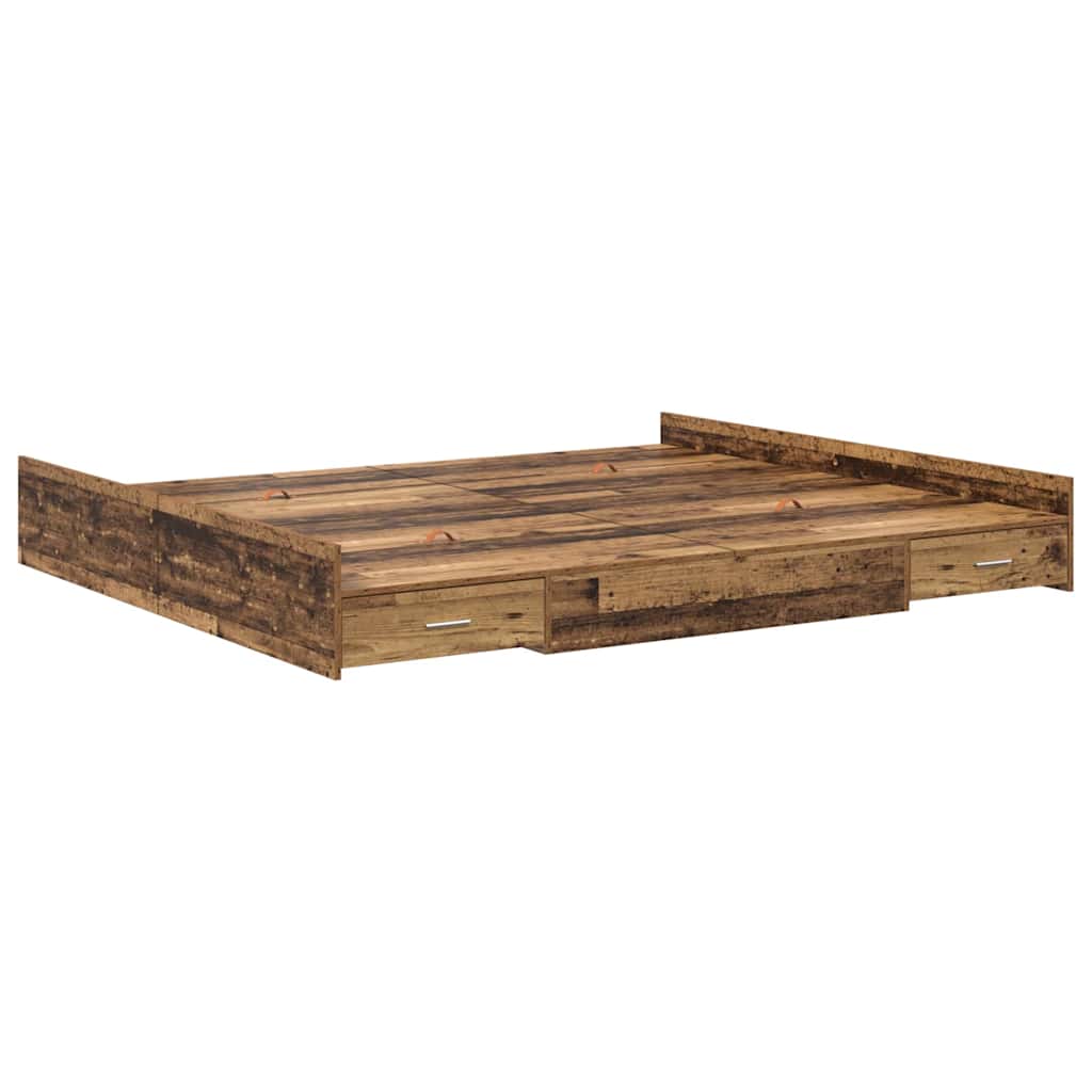 Cadre de lit avec rangement Bois Ancien 200 x 200 cm - XIOS