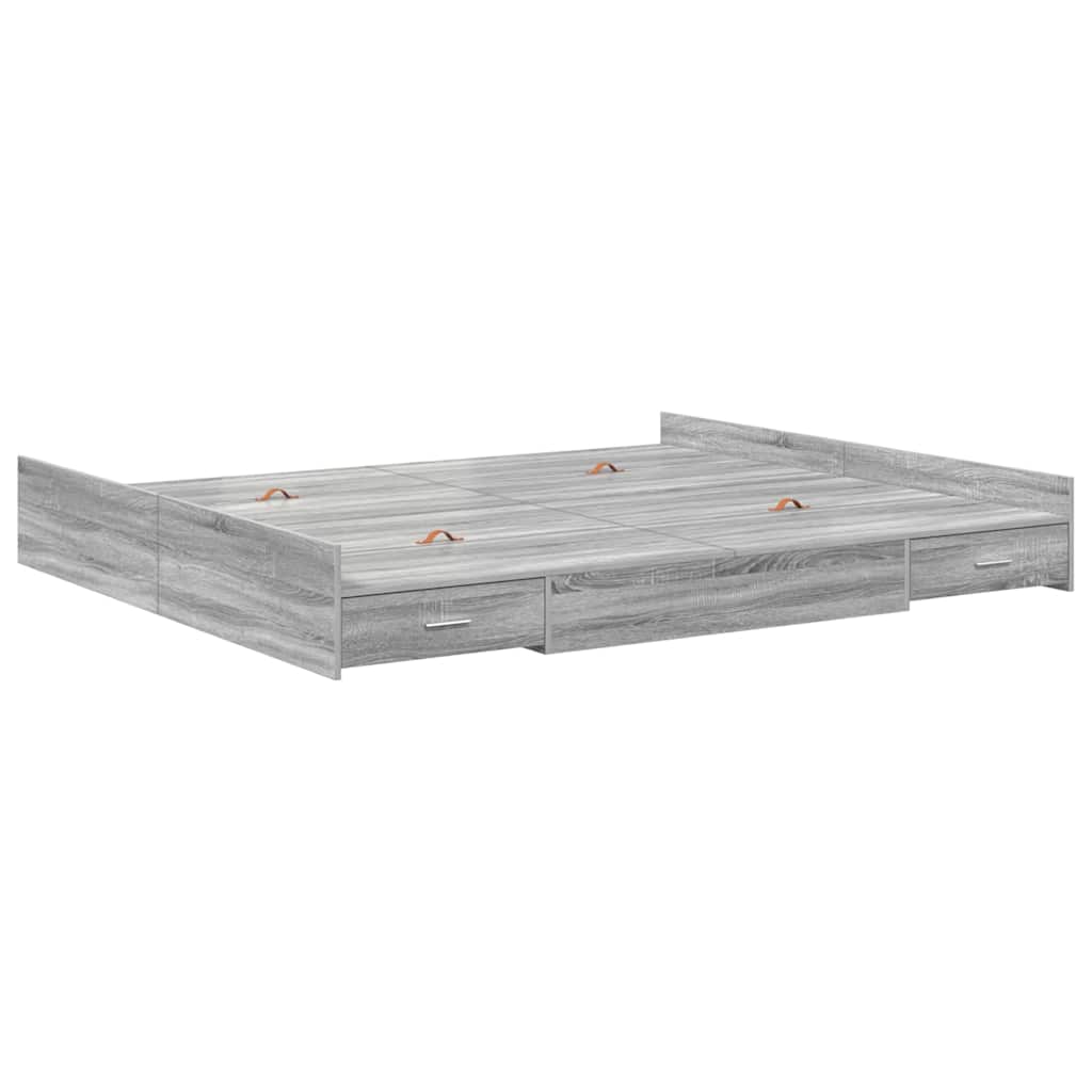 Cadre de lit avec rangement avec porte Gris Sonoma 180 x 200 cm