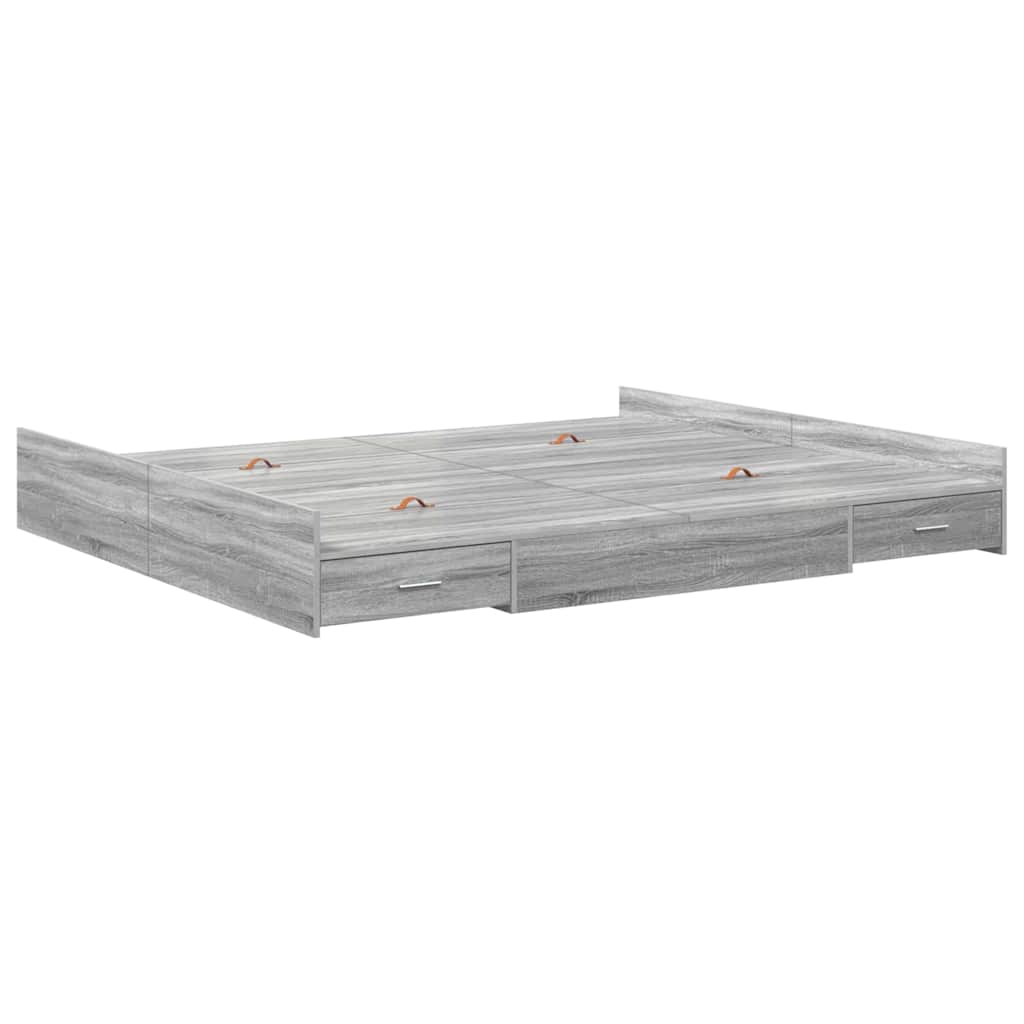 Cadre de lit avec rangement avec porte Gris Sonoma 180 x 200 cm