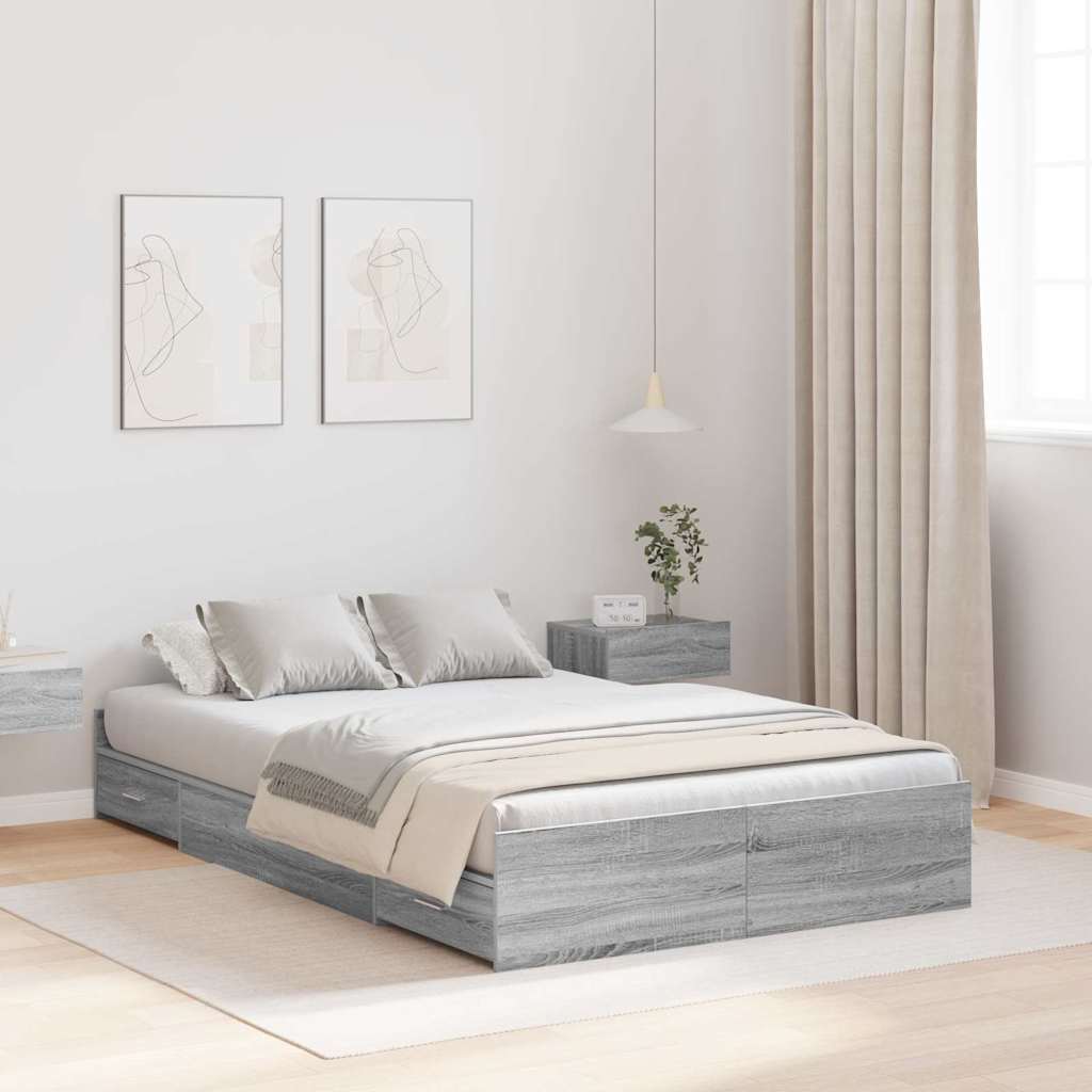 Cadre de lit avec rangement avec porte Gris Sonoma 120 x 200 cm - XIOS