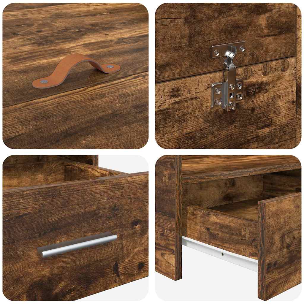 Cadre de lit avec rangement avec tiroir Chêne fumé 140 x 190 cm - XIOS