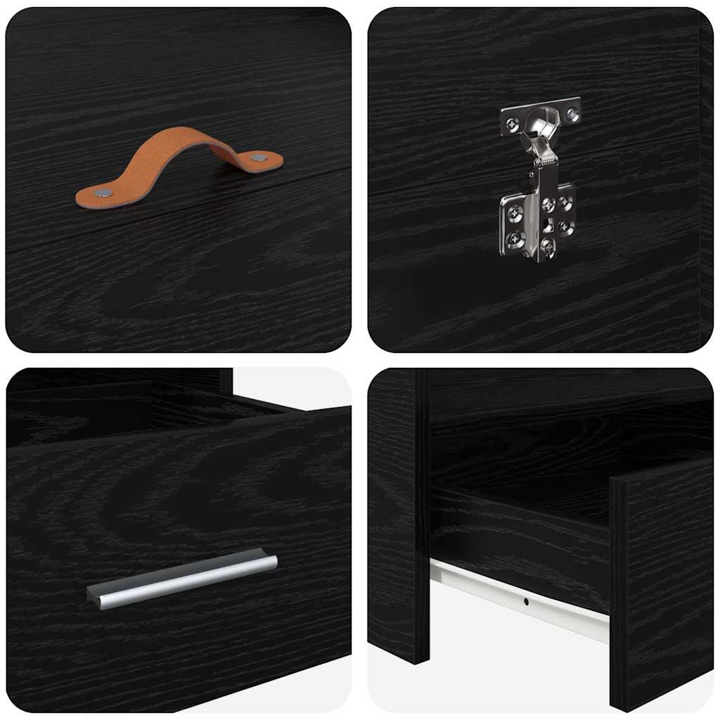 Cadre de lit avec rangement avec tiroir Chêne noir 135 x 190 cm - XIOS