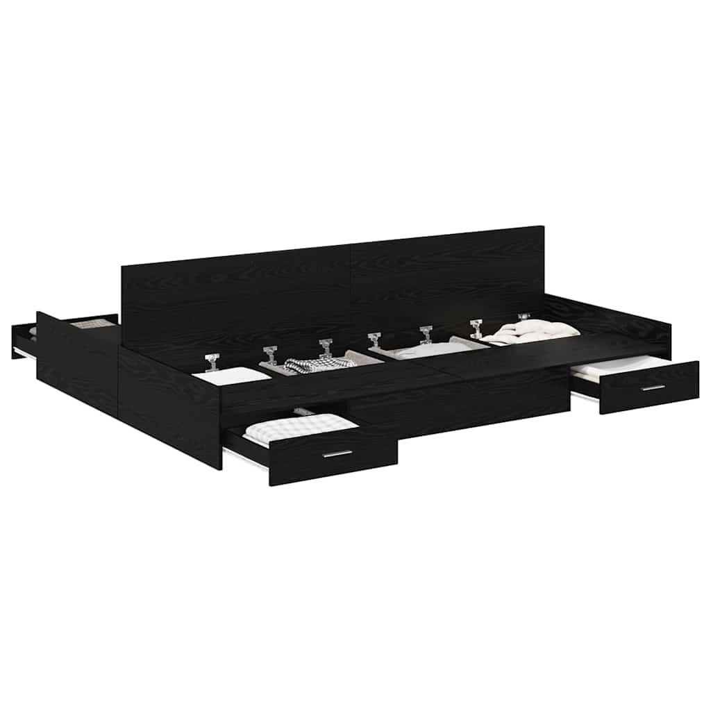 Cadre de lit avec rangement avec tiroir Chêne noir 135 x 190 cm - XIOS