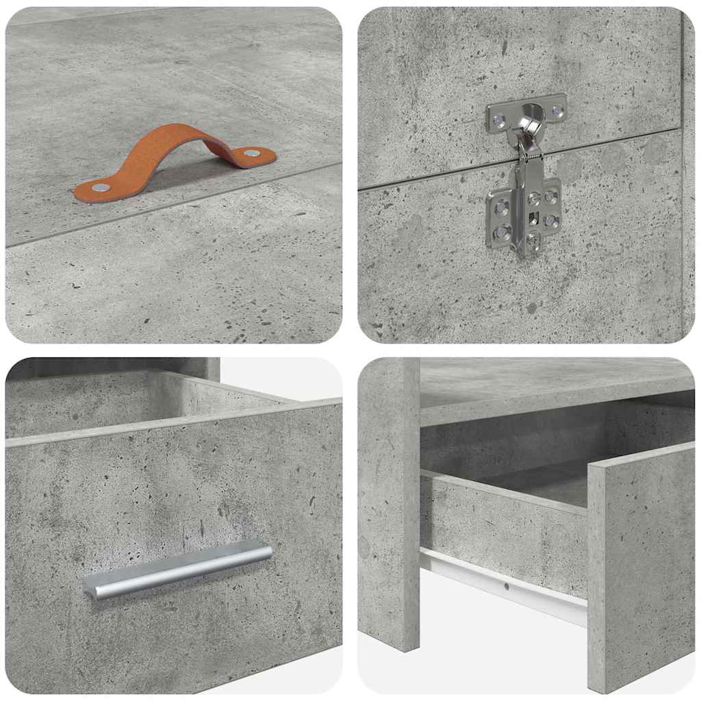 Cadre de lit avec rangement avec tiroir Gris béton 135 x 190 cm - XIOS