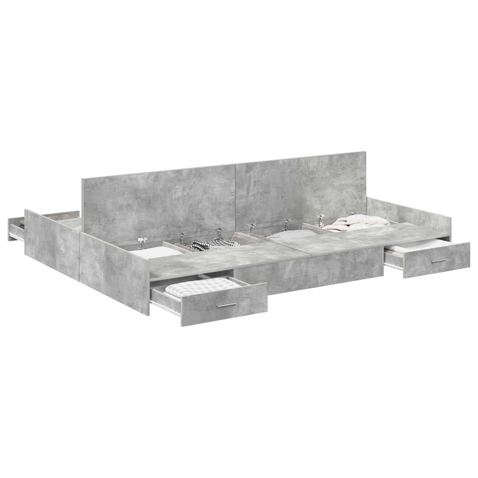 Cadre de lit avec rangement avec tiroir Gris béton 135 x 190 cm - XIOS