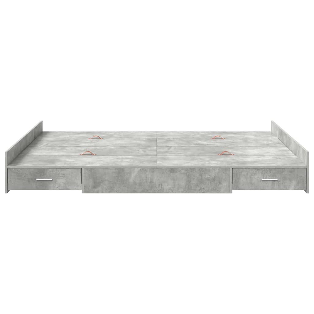 Cadre de lit avec rangement avec tiroir Gris béton 135 x 190 cm - XIOS