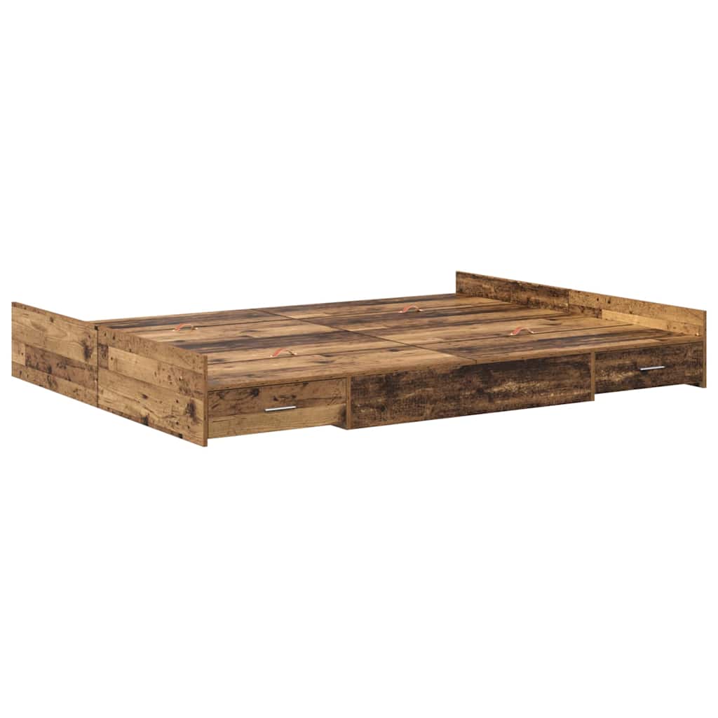 Cadre de lit avec rangement Bois ancien 135 x 190 cm - XIOS