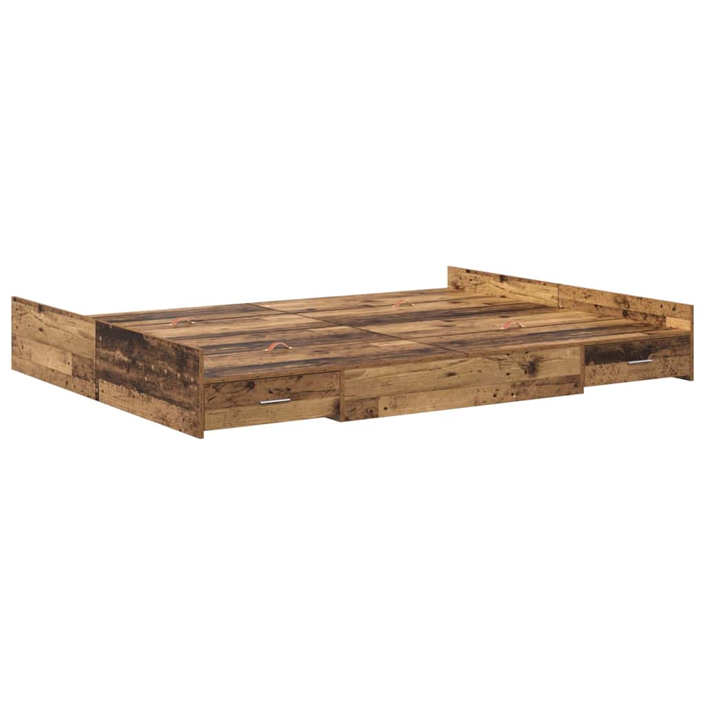Cadre de lit avec rangement Bois ancien 135 x 190 cm - XIOS