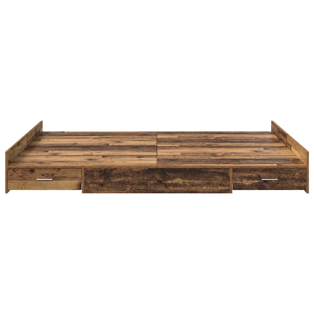 Cadre de lit avec rangement Bois ancien 135 x 190 cm - XIOS