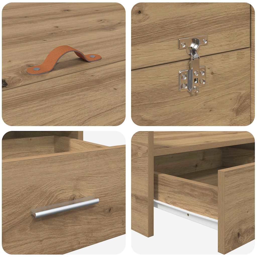 Cadre de lit avec rangement Chêne artisanal 135 x 190 cm - XIOS