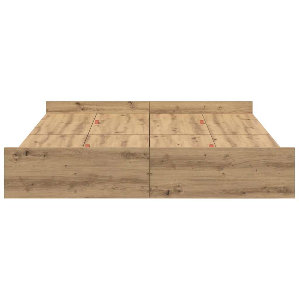 Cadre de lit avec rangement Chêne artisanal 135 x 190 cm - XIOS