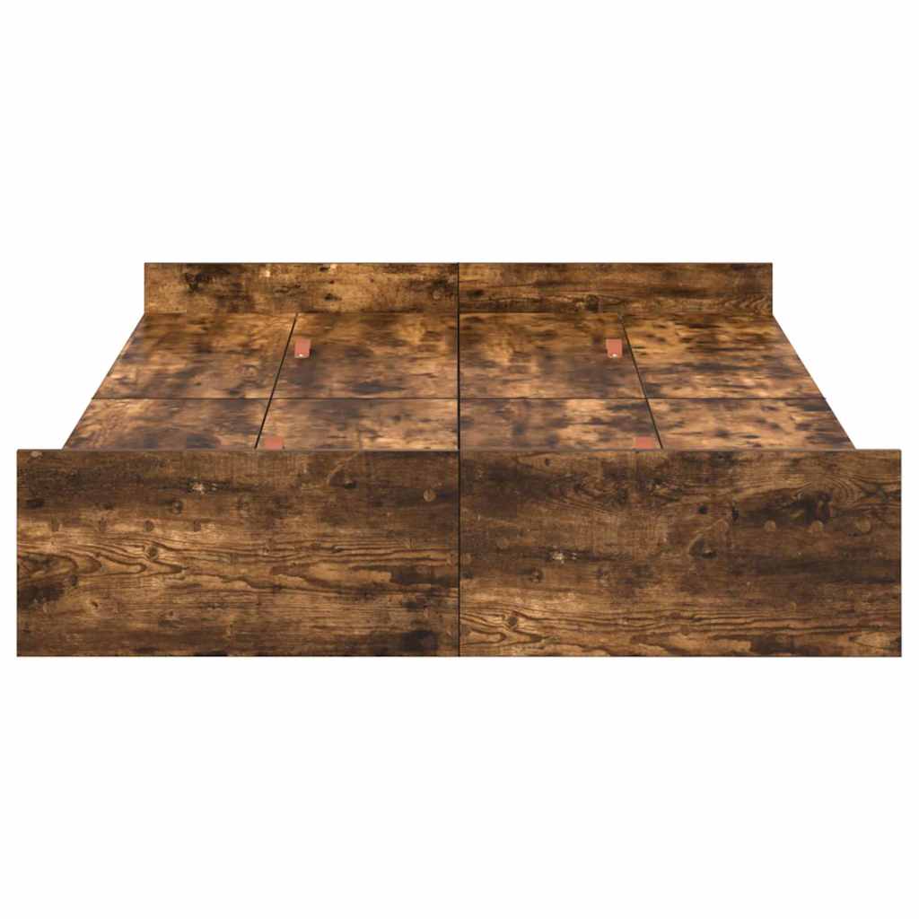 Cadre de lit avec rangement avec tiroir Chêne fumé 120 x 190 cm - XIOS