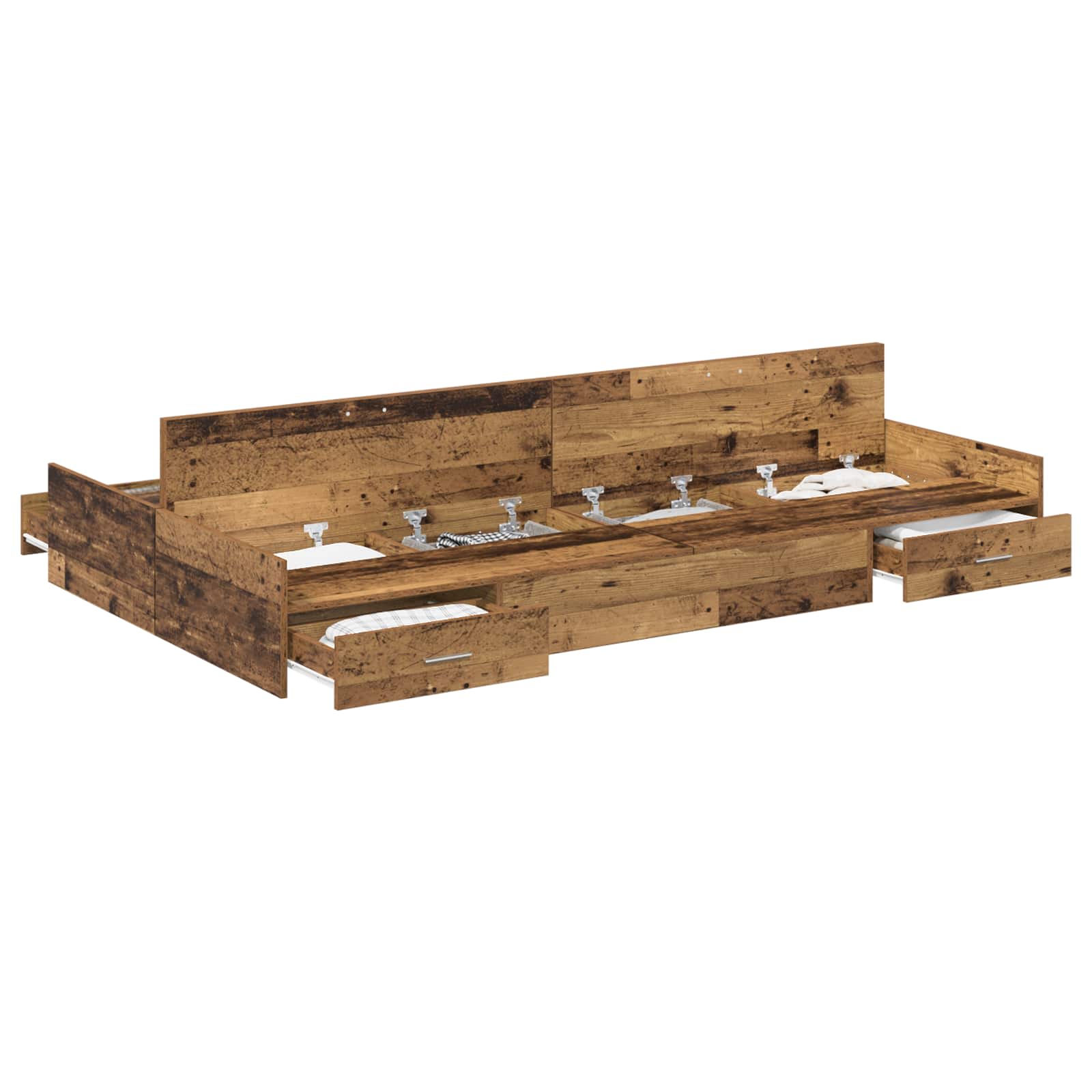 Cadre de lit avec rangement Bois Ancien 120 x 190 cm - XIOS