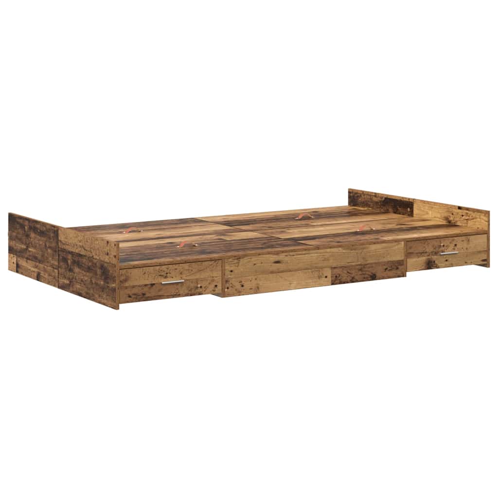 Cadre de lit avec rangement Bois Ancien 120 x 190 cm - XIOS