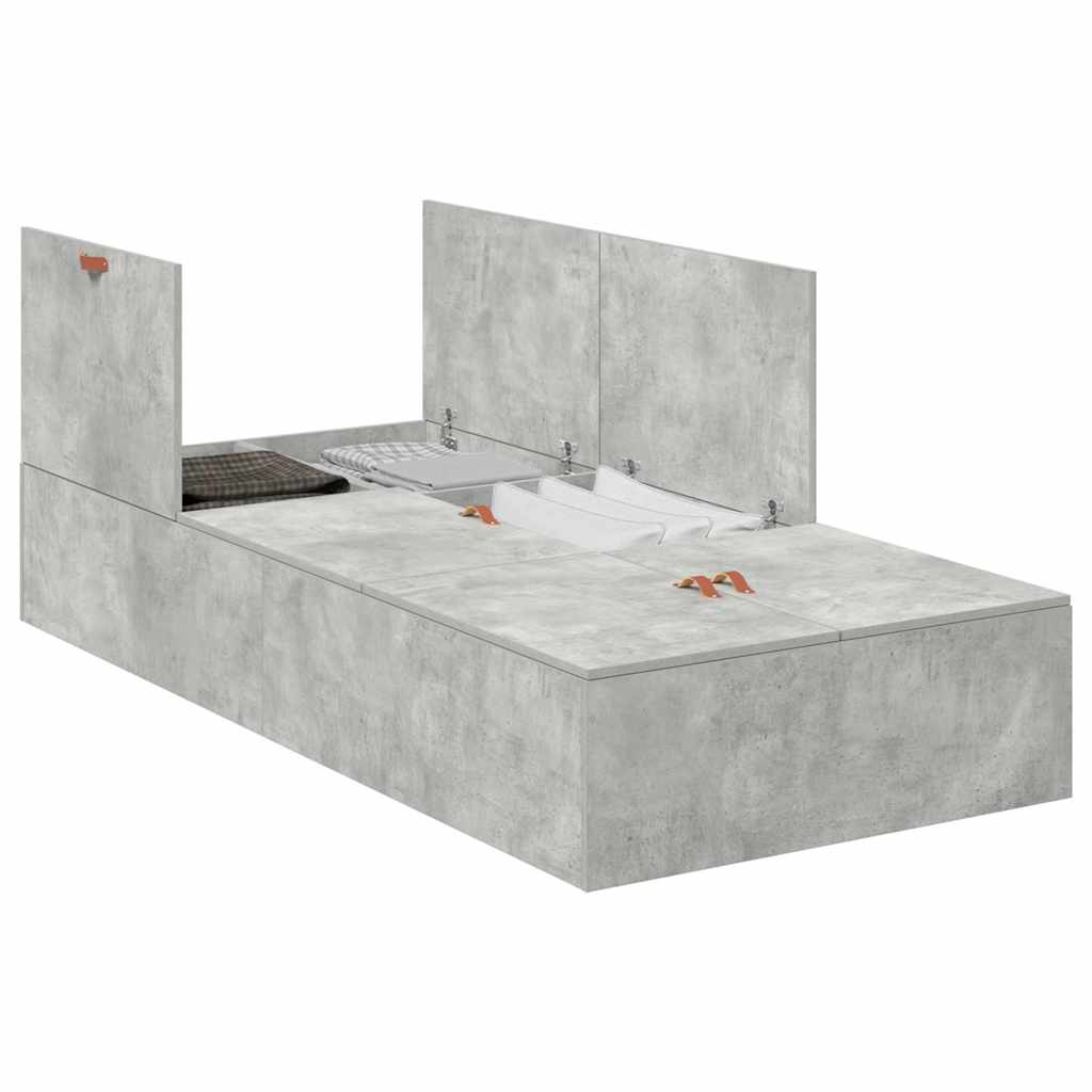 Cadre de lit Gris béton 200 x 90 x 31,5 cm Bois d'ingénierie - XIOS