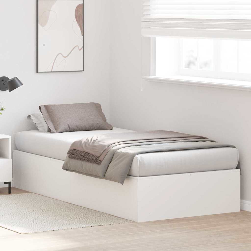 Cadre de lit avec rangement avec stockage Blanc 100 x 200 cm