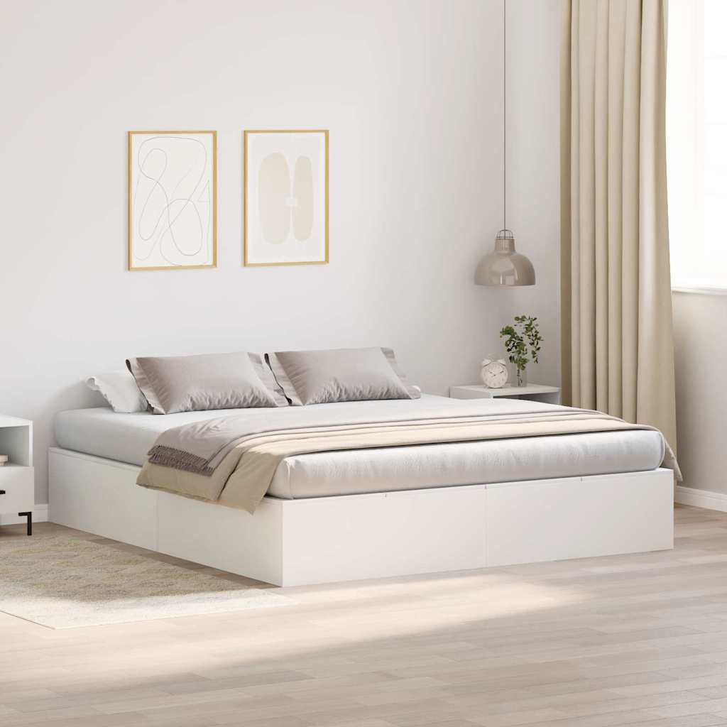 Cadre de lit avec rangement avec stockage Blanc 200 x 200 cm - XIOS