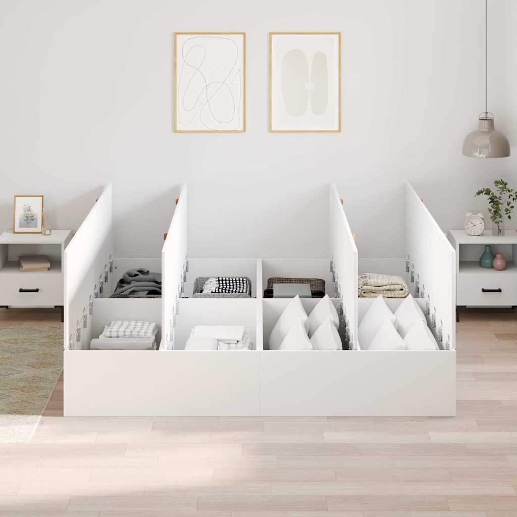 Cadre de lit avec rangement avec stockage Blanc 200 x 200 cm - XIOS
