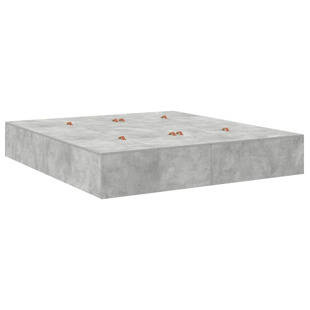 Cadre de lit avec rangement avec porte Gris béton 200 x 200 cm - XIOS