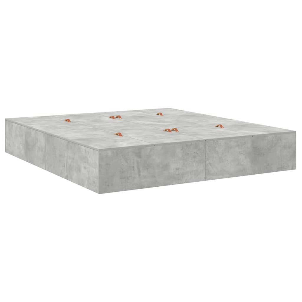 Cadre de lit avec rangement avec porte Gris béton 200 x 200 cm - XIOS