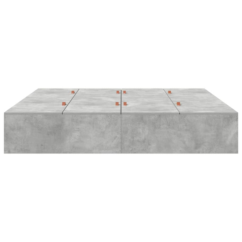 Cadre de lit avec rangement avec porte Gris béton 200 x 200 cm - XIOS