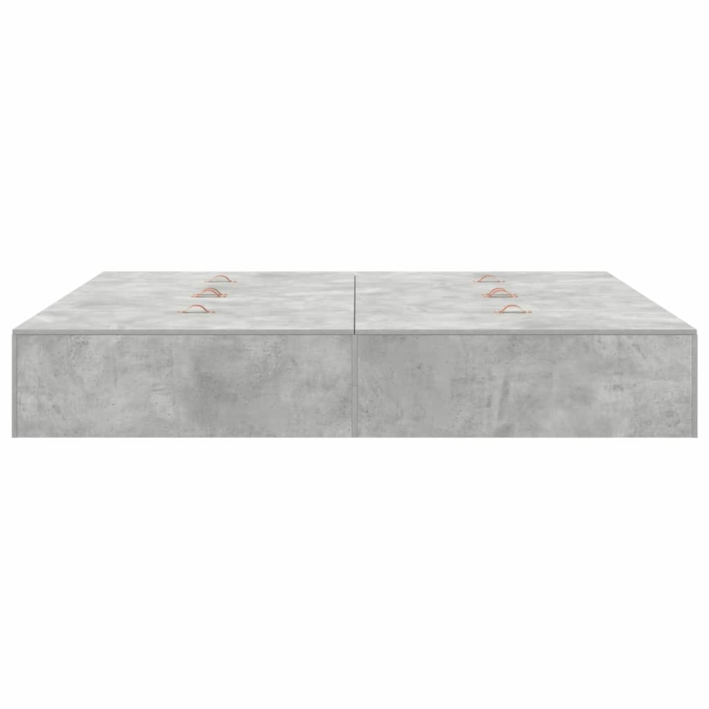 Cadre de lit avec rangement avec porte Gris béton 200 x 200 cm - XIOS