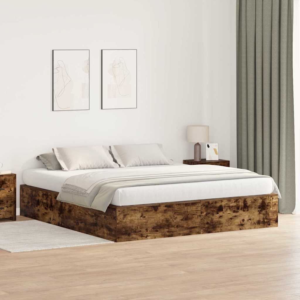 Cadre de lit avec rangement Chêne fumé 200 x 200 cm - XIOS