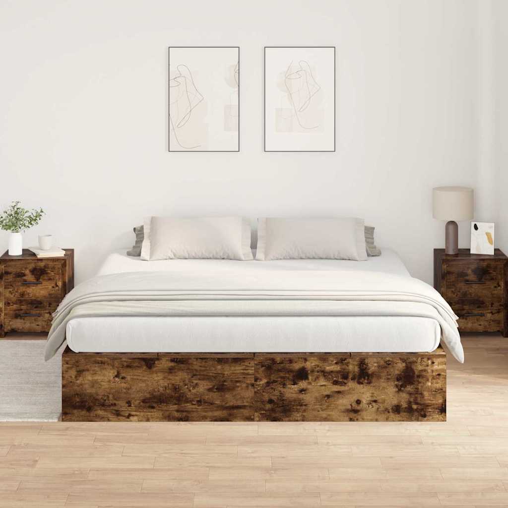 Cadre de lit avec rangement Chêne fumé 200 x 200 cm - XIOS
