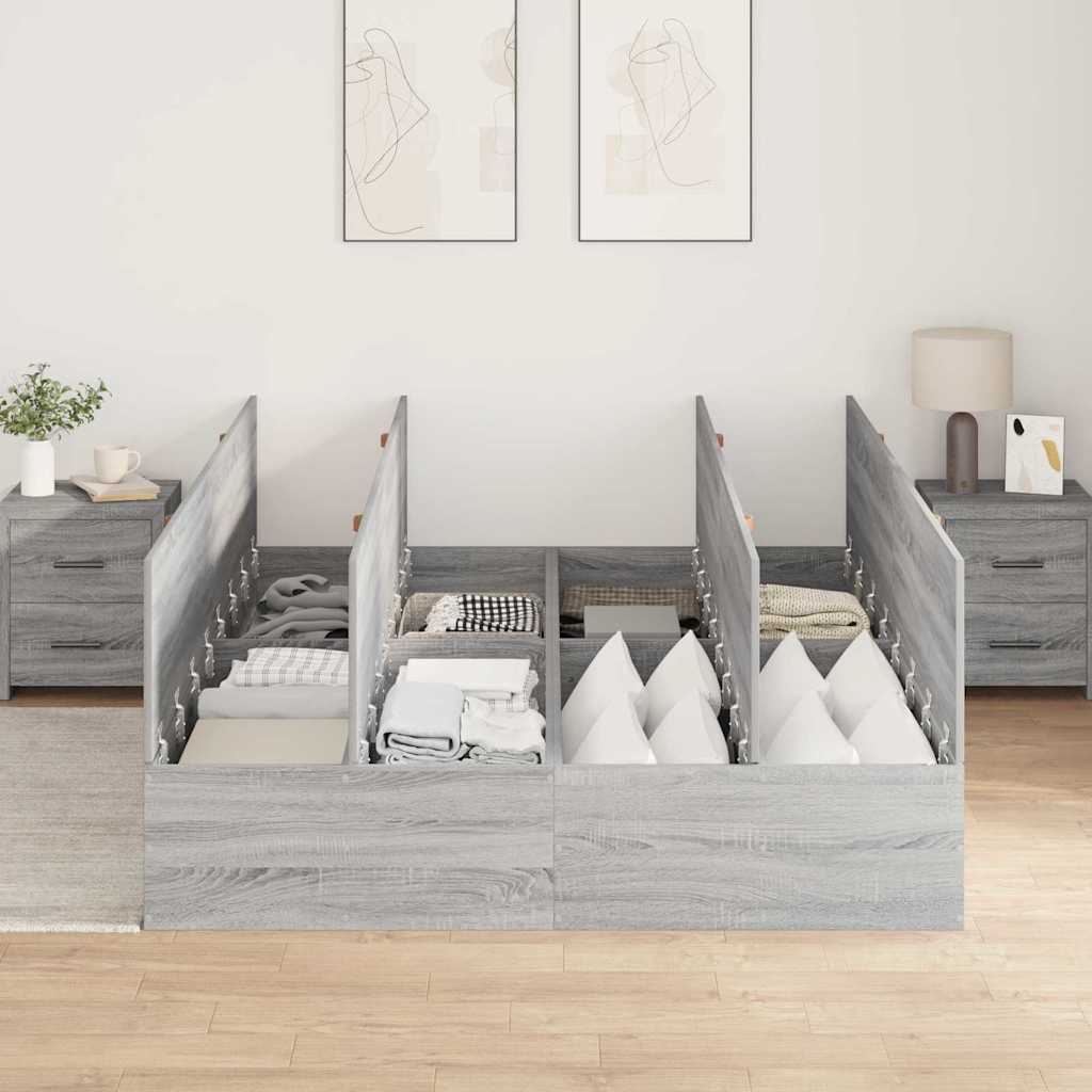 Cadre de lit avec rangement avec porte Gris Sonoma 150 x 200 cm