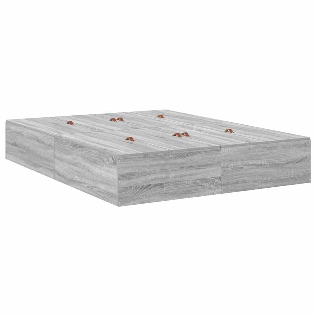 Cadre de lit avec rangement avec porte Gris Sonoma 150 x 200 cm