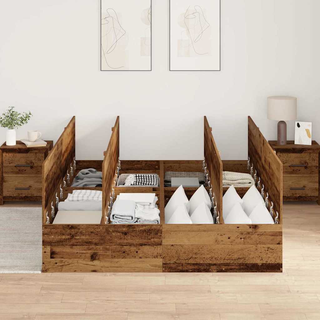 Cadre de lit avec rangement Bois Ancien 150 x 200 cm - XIOS